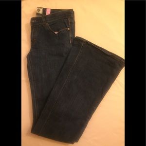 SOLD🌸PINK🌸VIctoria Secret DARK, FLARED BLUE JEANS SZ.4 LONG